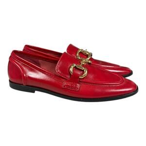 Jeffrey Campbell Red Loafers with Gold Bit Hardware – Women’s Size 8 – NWOB